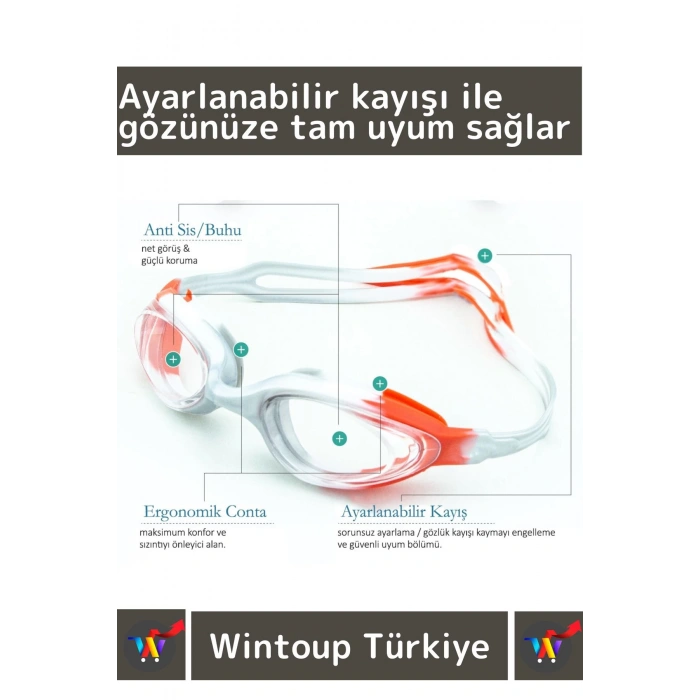 Premium Seri Ayarlanabilir Kayış Su Geçirmez UV Koruma Silikon Plastik Antifog Kutulu Deniz Gözlüğü