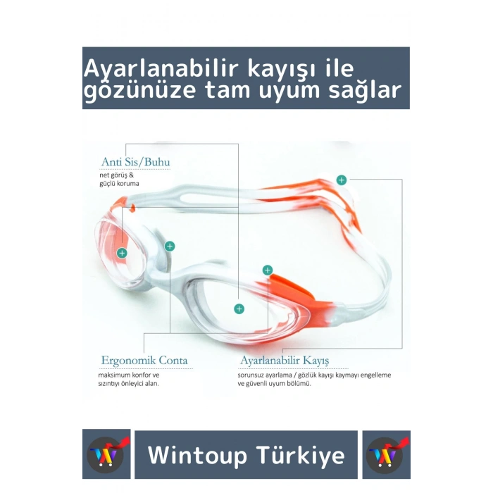 Premium Seri Ayarlanabilir Kayış Su Geçirmez UV Koruma Silikon Plastik Antifog Kutulu Deniz Gözlüğü