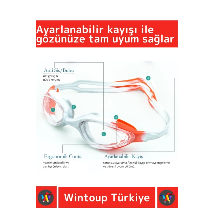 Premium Seri Ayarlanabilir Kayış Su Geçirmez UV Koruma Silikon Plastik Antifog Kutulu Deniz Gözlüğü