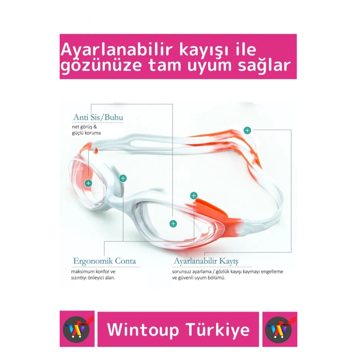 Premium Seri Ayarlanabilir Kayış Su Geçirmez UV Koruma Silikon Plastik Antifog Kutulu Deniz Gözlüğü