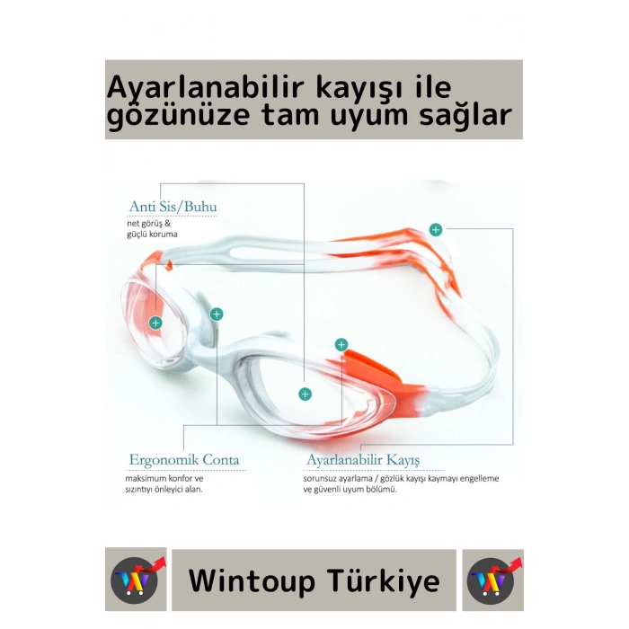 Premium Seri Ayarlanabilir Kayış Su Geçirmez UV Koruma Silikon Plastik Antifog Kutulu Deniz Gözlüğü
