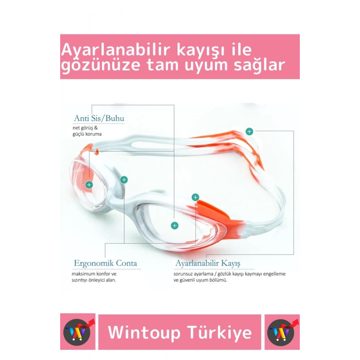 Özel Ayarlanabilir Kayışlı Su Geçirmez UV Koruma Silikon Plastik Antifog Kutulu Çocuk Deniz Gözlüğü