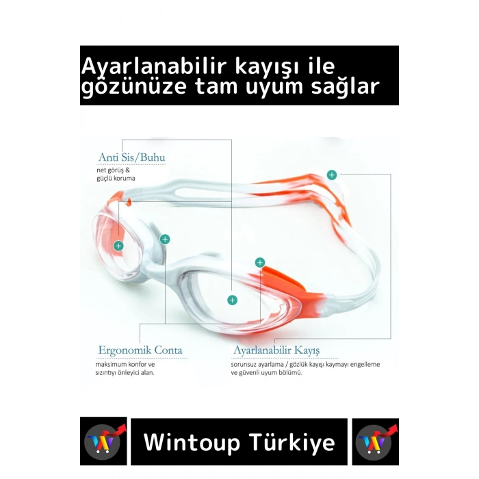 Özel Ayarlanabilir Kayışlı Su Geçirmez UV Koruma Silikon Plastik Antifog Kutulu Çocuk Deniz Gözlüğü