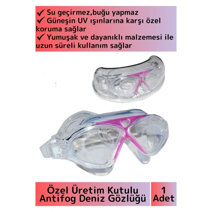 Özel Tasarım Su Geçirmez Buğu Yapmaz UV Korumalı Ayarlanabilir Kayışlı Antifog Kutulu Deniz Gözlüğü