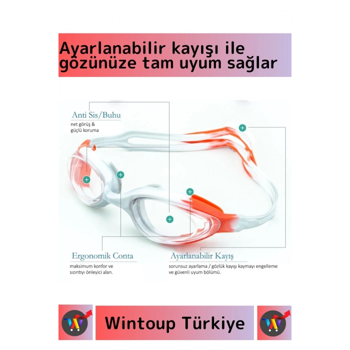 Özel Tasarım Su Geçirmez Buğu Yapmaz UV Korumalı Ayarlanabilir Kayışlı Antifog Kutulu Deniz Gözlüğü