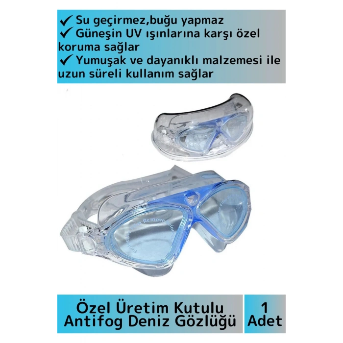 Özel Tasarım Su Geçirmez Buğu Yapmaz UV Korumalı Ayarlanabilir Kayışlı Antifog Kutulu Deniz Gözlüğü