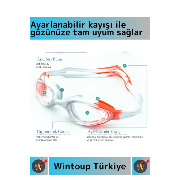 Özel Tasarım Su Geçirmez Buğu Yapmaz UV Korumalı Ayarlanabilir Kayışlı Antifog Kutulu Deniz Gözlüğü