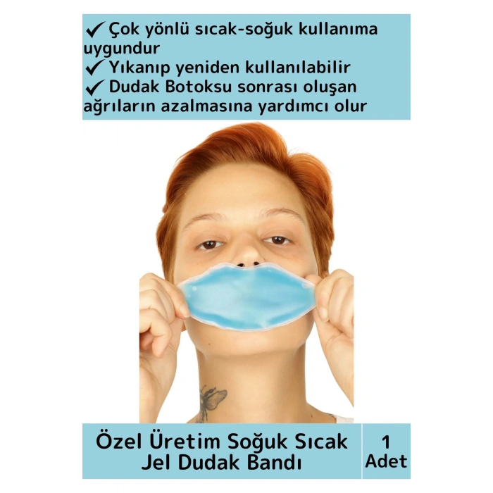 Premium Dudak Botoksu Soğuk Sıcak Termojel Yıkanabilir Isıtıcı Soğutucu Jel Mavi Dudak Bandı