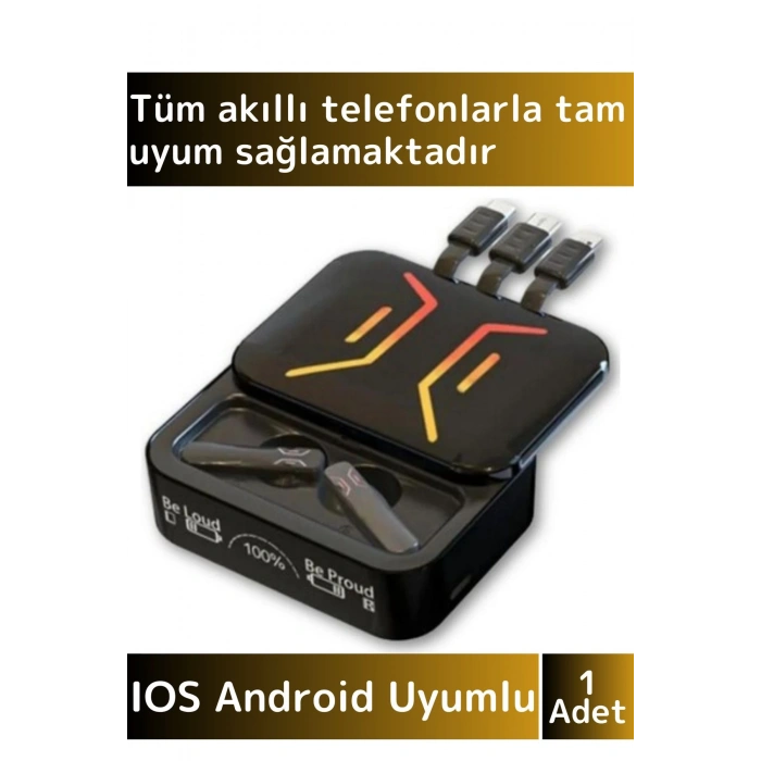 Premium iPhone 16 Pro Max Uyumlu Powerbankli Led Göstergeli Dokunmatik Kulak İçi Bluetooth Kulaklık