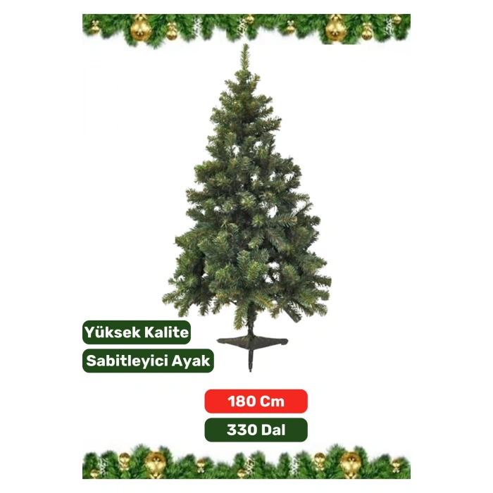 Premium Yüksek Kaliteli Sabitleyici Ayaklı New Year Parti Noel 180 Cm X 330 Dal Yılbaşı Çam Ağacı