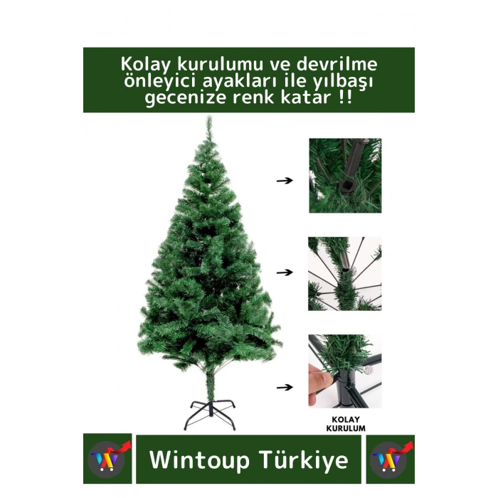 Premium Yüksek Kaliteli Sabitleyici Ayaklı New Year Parti Noel 180 Cm X 330 Dal Yılbaşı Çam Ağacı