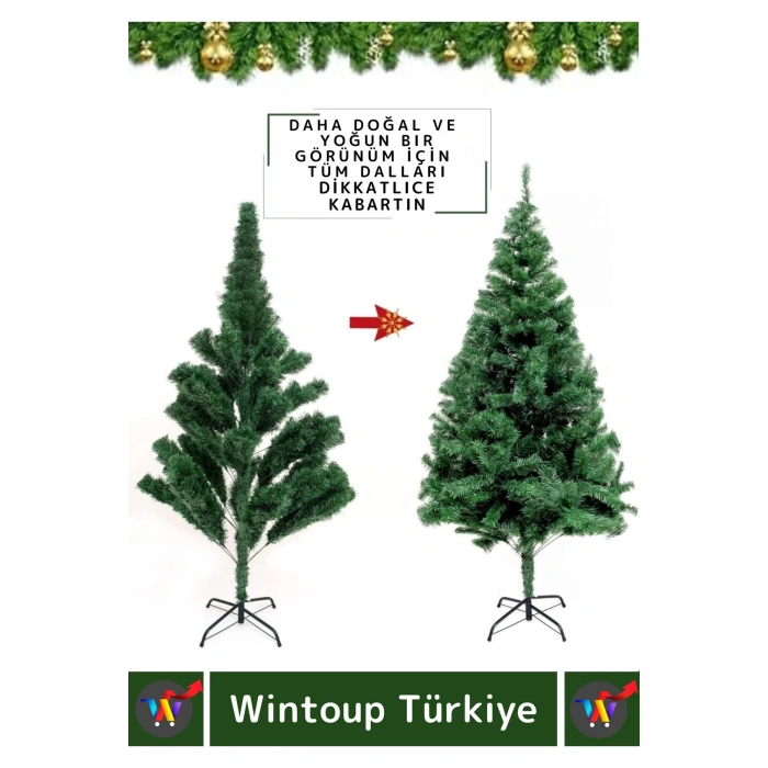 Premium Yüksek Kaliteli Sabitleyici Ayaklı New Year Parti Noel 180 Cm X 330 Dal Yılbaşı Çam Ağacı