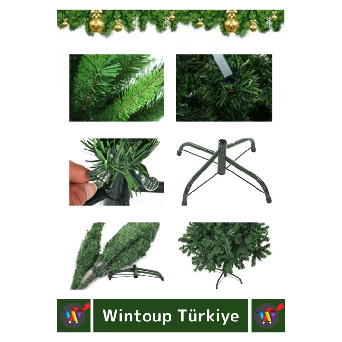 Premium Yüksek Kaliteli Sabitleyici Ayaklı New Year Parti Noel 180 Cm X 330 Dal Yılbaşı Çam Ağacı
