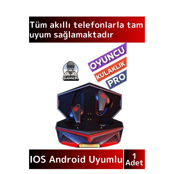 Premium iPhone 16 Tam Uyumlu Metal Kasa Led Işıklı ANC Gamer Kulak İçi Bluetooth Oyuncu Kulaklığı