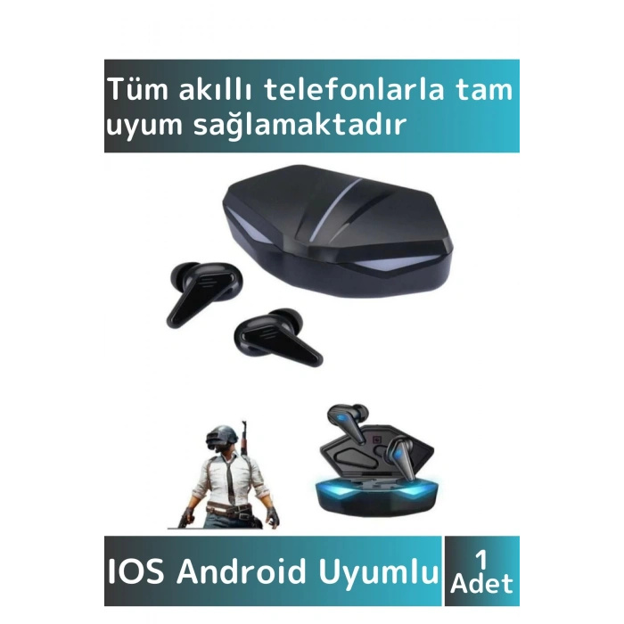 Premium iPhone 16 Tam Uyumlu Led Işıklı Gaming Kulak İçi Bluetooth Oyuncu Kulaklığı