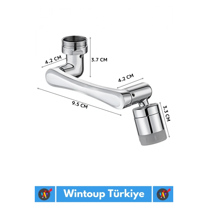 Özel Üretim Uzun Ömürlü 1080 Derece Dönebilen Çift Modlu Metal Görünümlü Akrobat Musluk Ucu Başlığı