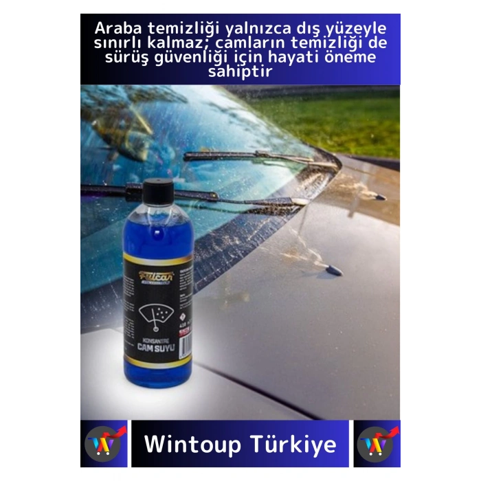 Premium Yüksek Kaliteli İz Bırakmaz Canlı Görüş Sağlayan Oto Araç Konsantre Silecek Cam Suyu 410 Ml