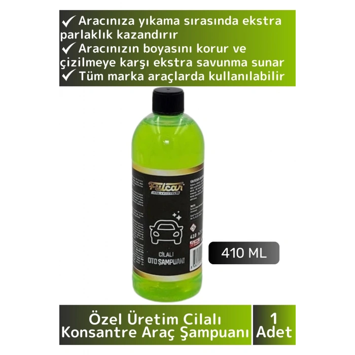 Premium Yüksek Kaliteli Koruyucu Etkili Parlak Görünüm Otomobil Cilalı Konsantre Araç Şampuanı 410ML