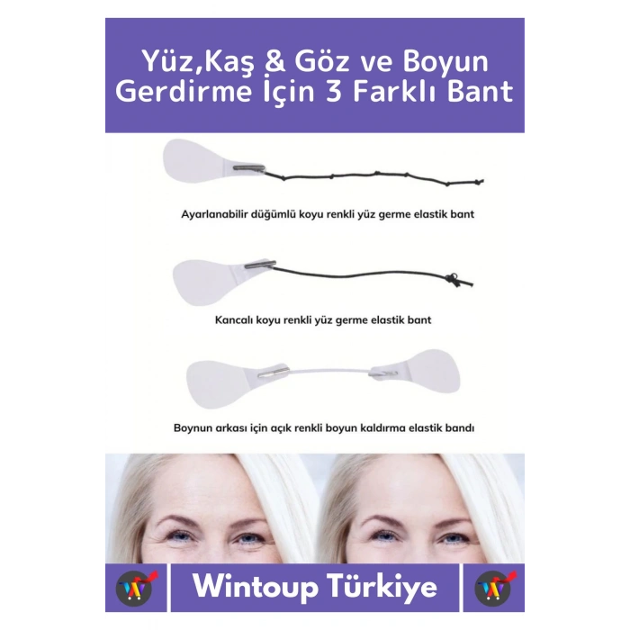 Premium Günlük Kullanım Suya Dayanıklı İpli Yüz Kaş&Göz Vücut Gıdı Gerdirme Bandı 3lü Set 10 Adet