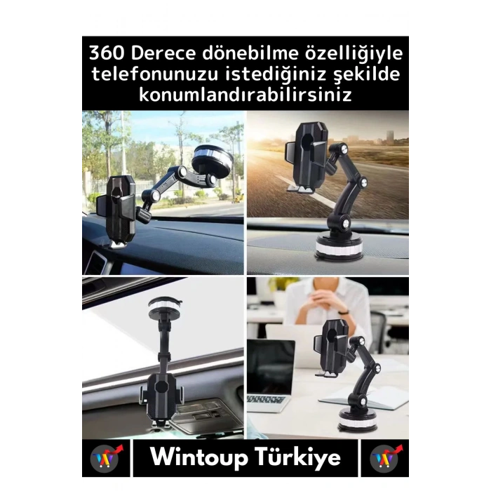 Premium Kompakt 4.7-6.7 İnç 360 Derece Dönebilen Ayarlanabilir 3 Kademeli Çok Amaçlı Telefon Tutucu