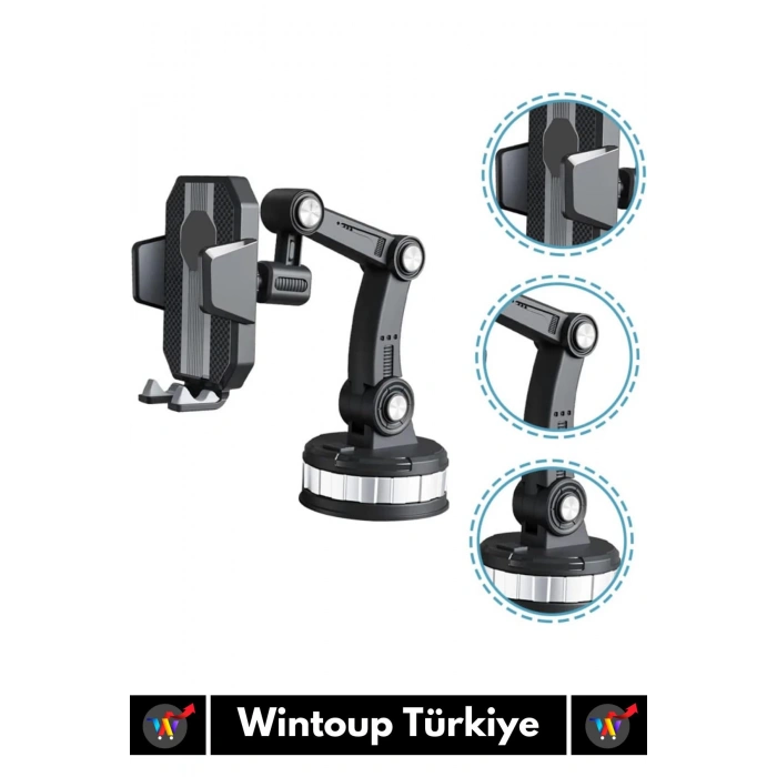 Premium Kompakt 4.7-6.7 İnç 360 Derece Dönebilen Ayarlanabilir 3 Kademeli Çok Amaçlı Telefon Tutucu