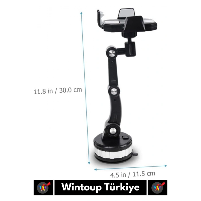 Premium Kompakt 4.7-6.7 İnç 360 Derece Dönebilen Ayarlanabilir 3 Kademeli Çok Amaçlı Telefon Tutucu