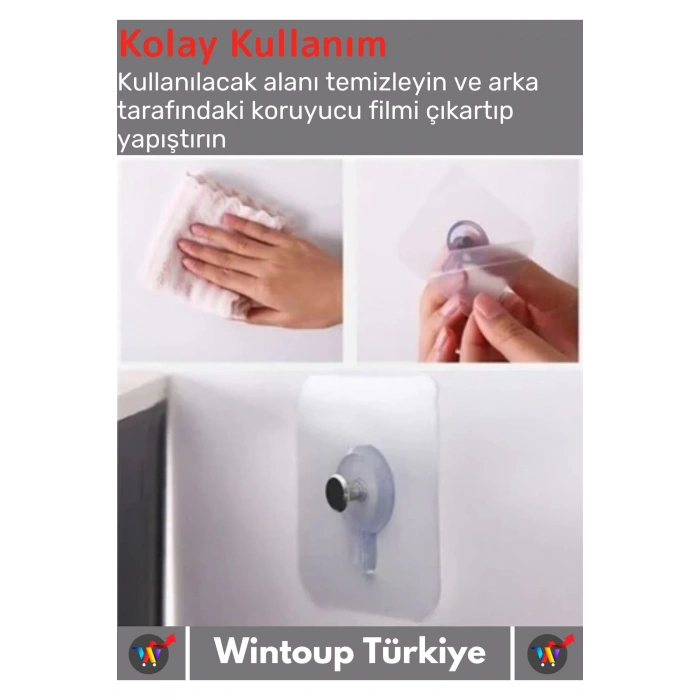 Özel Üretim Yüksek Kaliteli Suya Neme Ekstra Dayanıklı Montajsız Ultra Güçlü Vantuzlu Askı 3 Adet