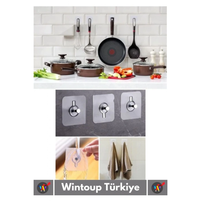 Özel Üretim Yüksek Kaliteli Suya Neme Ekstra Dayanıklı Montajsız Ultra Güçlü Vantuzlu Askı 3 Adet