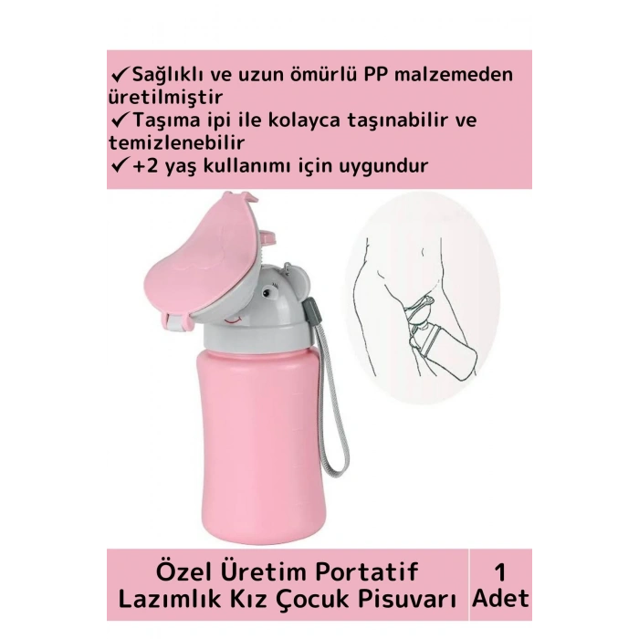 Özel Üretim Dayanıklı Sağlıklı PP Malzeme +2 Yaş Portatif Taşıma İpli Kız Çocuk Lazımlık Pisuvar