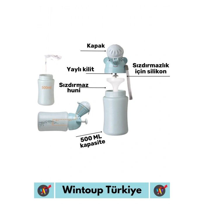 Özel Üretim Dayanıklı Sağlıklı PP Malzeme +2 Yaş Portatif Taşıma İpli Erkek Çocuk Lazımlık Pisuvar