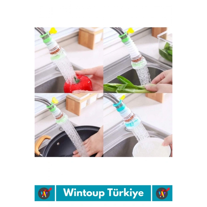 Özel Üretim 360 Derece Dönebilen Su Tasarruflu Oynar Başlıklı Pervaneli Taşlı Musluk Başlığı 1 Adet