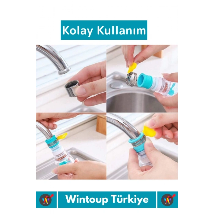 Özel Üretim 360 Derece Dönebilen Su Tasarruflu Oynar Başlıklı Pervaneli Taşlı Musluk Başlığı 2 Adet