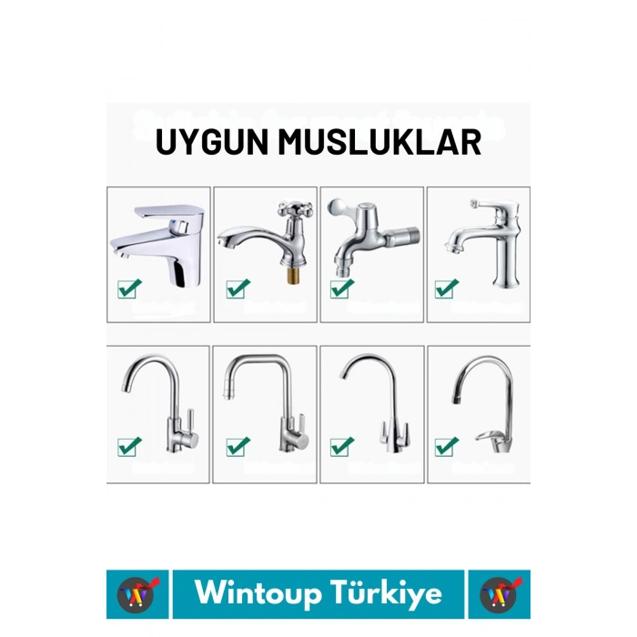 Özel Üretim 360 Derece Dönebilen Su Tasarruflu Oynar Başlıklı Pervaneli Taşlı Musluk Başlığı 2 Adet