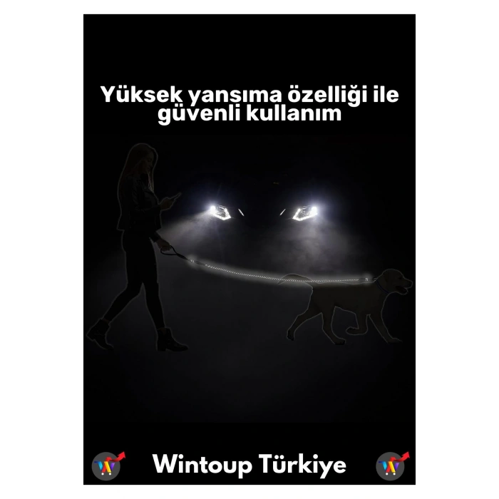 Özel Yüksek Kaliteli Ekstra Kalın Dağcı Dokuma İpli Esnek Yansıtma Reflektörlü Köpek Tasması 130 Cm