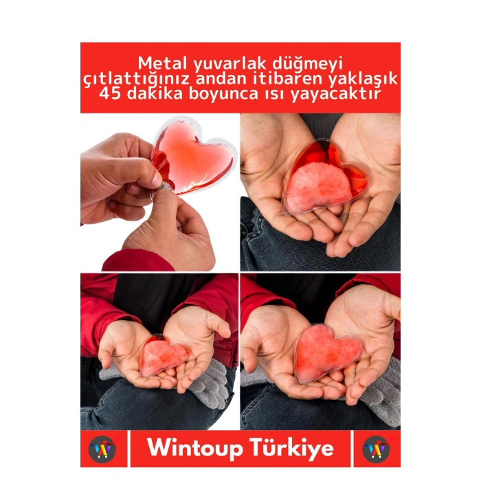 Özel Üretim Kalp Şeklinde El Isıtıcısı Kamp Gündelik Kullanım Sihirli Jel Isıtıcı Cep Sobası 2 Adet