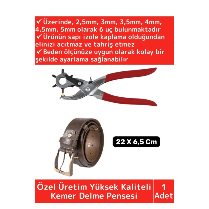 Özel Üretim Yüksek Kaliteli Delik Uç Açıcı Ayarlanabilir 6 Farklı Uçlu Metal Kemer Delme Pensesi
