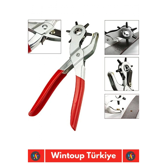 Özel Üretim Yüksek Kaliteli Delik Uç Açıcı Ayarlanabilir 6 Farklı Uçlu Metal Kemer Delme Pensesi