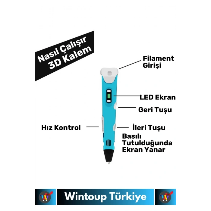 Özel Üretim Çevre Dostu Bükülebilir ABS Plastik 3D Renkli Üç Boyutlu Çocuk Çizim Yazıcı Kalemi