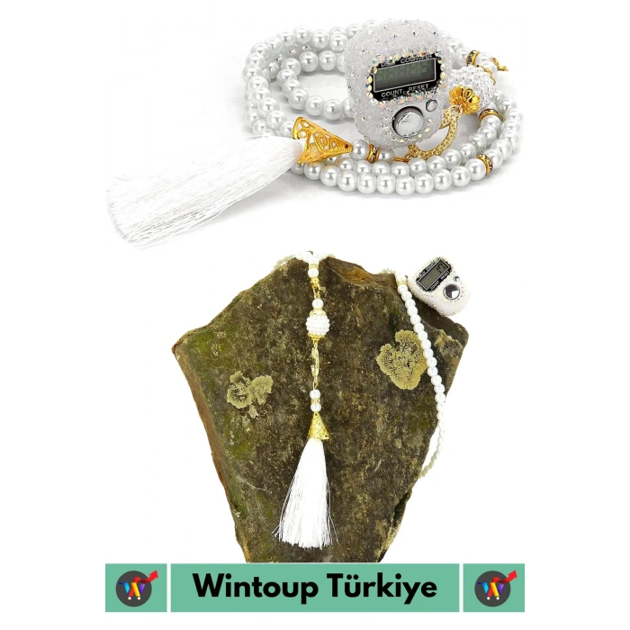 Premium Taşlı LCD Ekran Hafızalı 5 Haneli İslami Parmak Sayacı Tesbih Hediyeli Dekoratif Zikirmatik