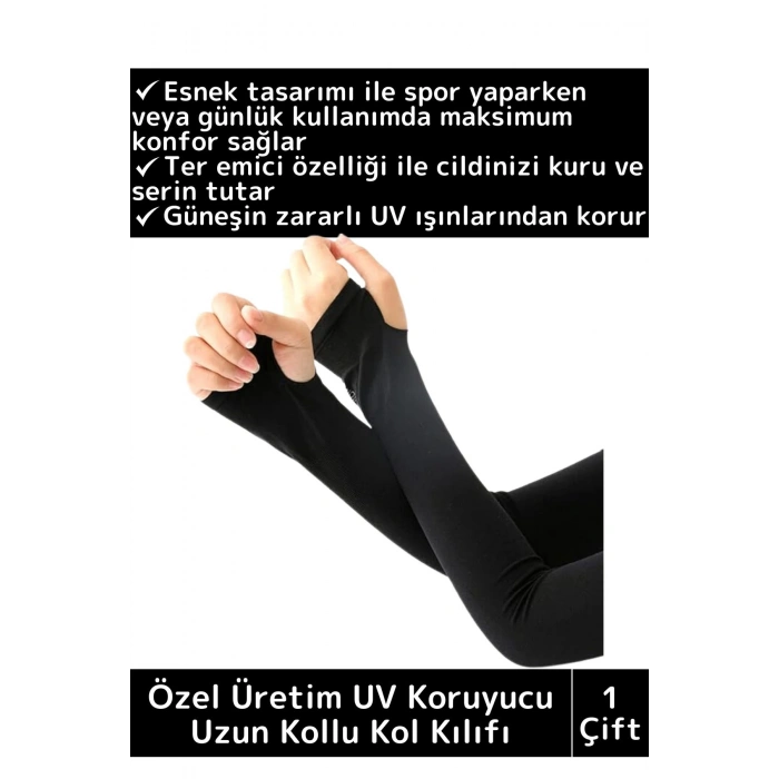 Premium Yüksek Kaliteli UV Koruyucu Esnek Ter Emici Motorsiklet Tesettür Spor Uzun Kol Kılıfı 1 Çift
