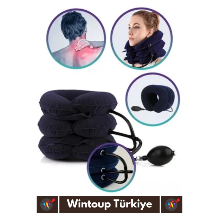 Özel Üretim Yüksek Kaliteli Ortopedik Şişirilebilir Pompalı Kompakt Seyahat Kamp Fıtık Boyun Yastığı