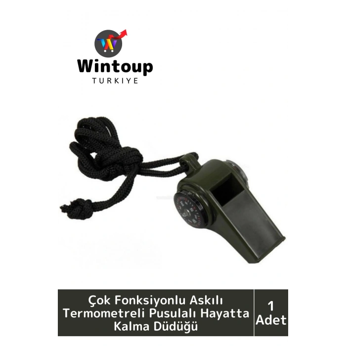 Çok Fonksiyonlu Kamp İzci Eğitim Deprem Termemotreli Pusulalı İpli Yüksek Sesli Hayatta Kalma Düdüğü