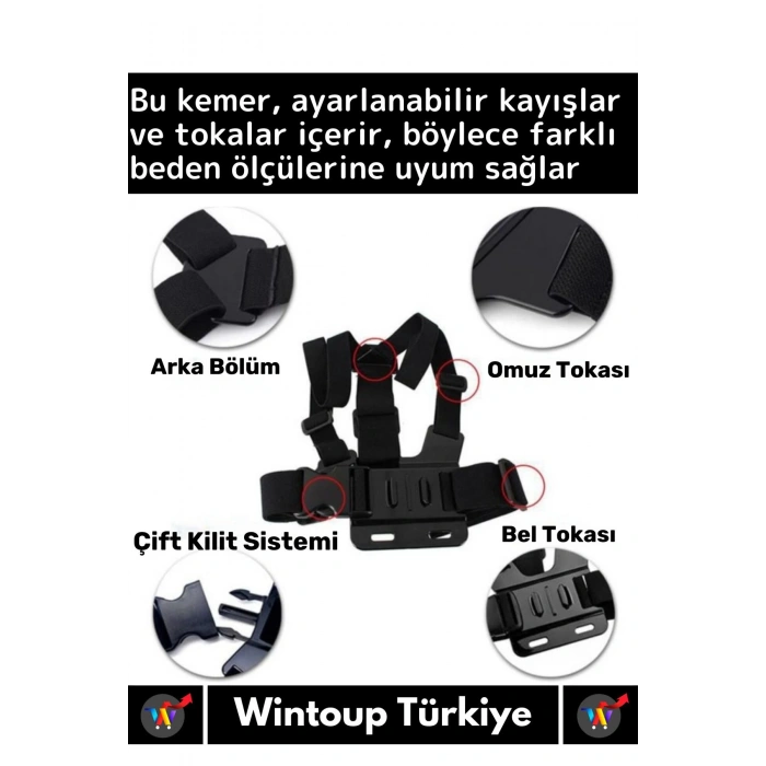 Premium Ayarlanabilir Spor Bisiklet Koşu Tırmanış Outdoor Aksiyon Kamerası Göğüse Sabitleme Kemeri