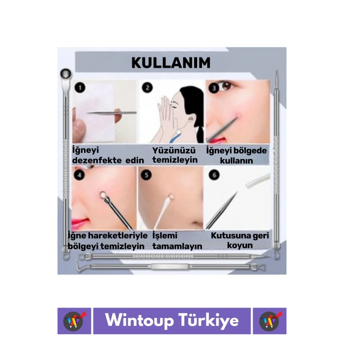 Özel Üretim Dayanıklı Tüm Ciltler İçin Uygun Yüz Bakım Akne Sivilce Siyah Nokta Temizleyici 4lü Set