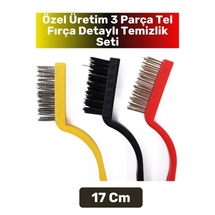 Özel Üretim Yüksek Kaliteli Mutfak Banyo Ocak Detaylı Temizlik 3lü Sert Tel Fırça Temizlik Seti