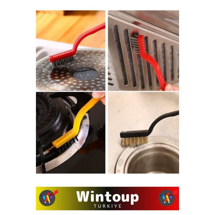 Özel Üretim Yüksek Kaliteli Mutfak Banyo Ocak Detaylı Temizlik 3lü Sert Tel Fırça Temizlik Seti