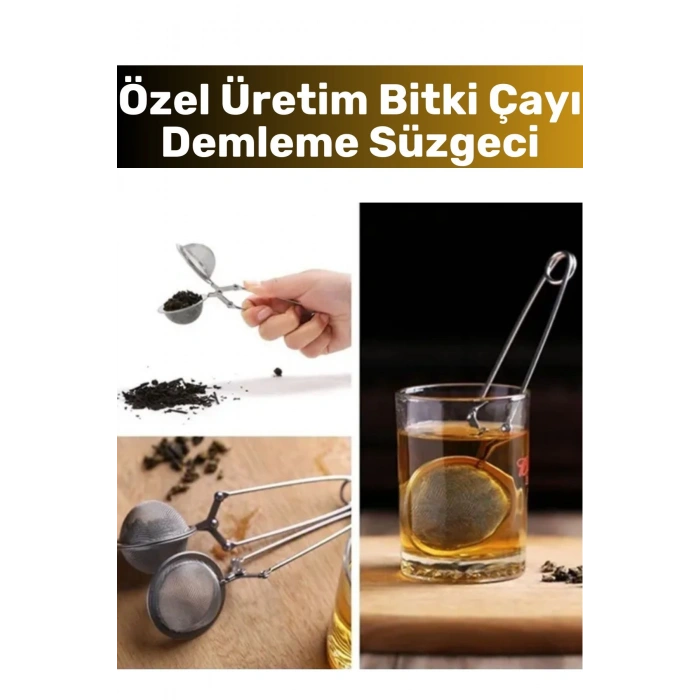 Premium Yüksek Kaliteli Ergonomik Çelik İnce Delikli Geniş Kulplu Bitki Çayı Demleme Süzgeci