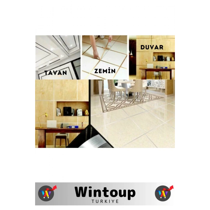 Yüksek Kaliteli Kendinden Yapışkanlı Duvar Karo Zemin 5 Mt X 0.5Cm Gri Fayans Arası Şerit Bant 10 Ad