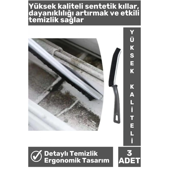 Yüksek Kaliteli Derz İnce Ergonomik Mutfak Banyo Lavabo Otomobil Detaylı Temizlik Fırçası 3 Adet