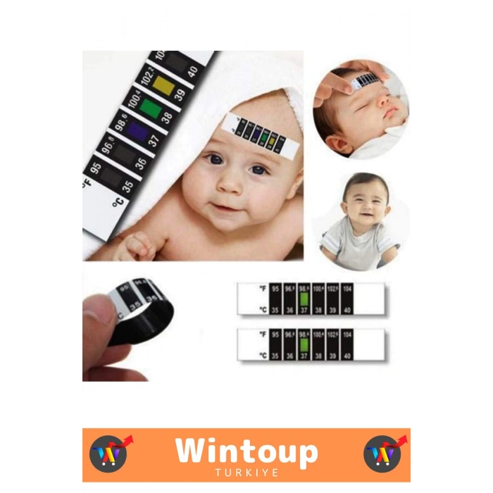 Özel Üretim Tüm Yaşlar İçin Uygun Şerit Bükülebilir Tek Kullanımlık Çocuk Bebek Ateş Ölçer 1 Adet